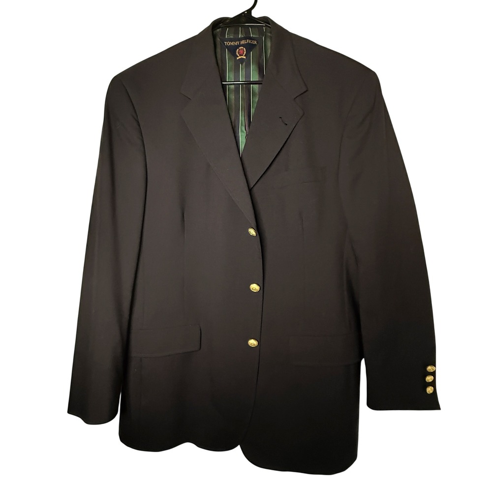 Tommy Hilfiger Blazer Mens Navy 3 Gold Buttons USA Preppy Parisian Y2K